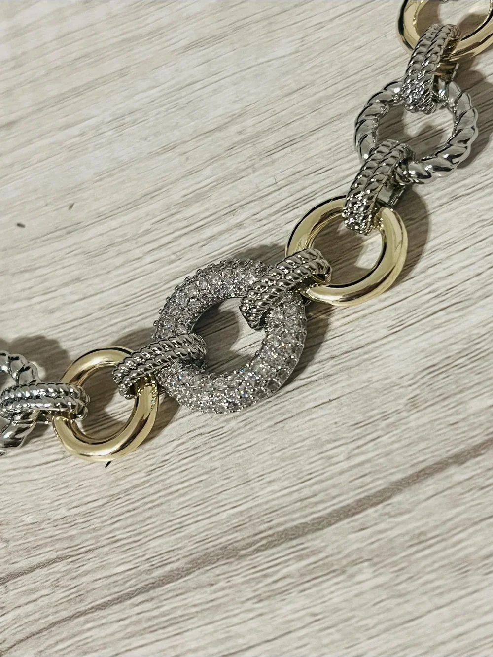 Signature Collection Two-Tone Pavé Crystal Link Collar Necklace
